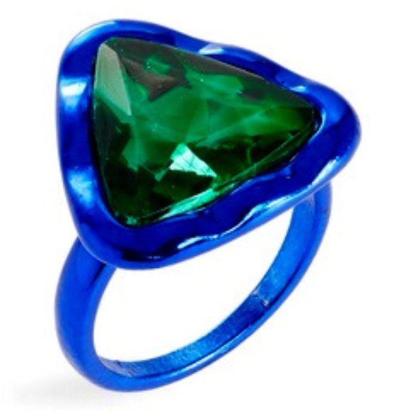 Open Edit Jewelry - OPEN EDIT SPACE AGE MODERN METALLIC BLUE/GREEN CRYSTAL RING SZ 8**NEW!